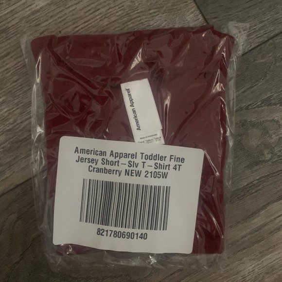 NWT AMERICAN APPAREL TODDLER FINE JERSEY SHORT SLEEVE T-SHIRT CRANBERRY 4T - Picture 2 of 4